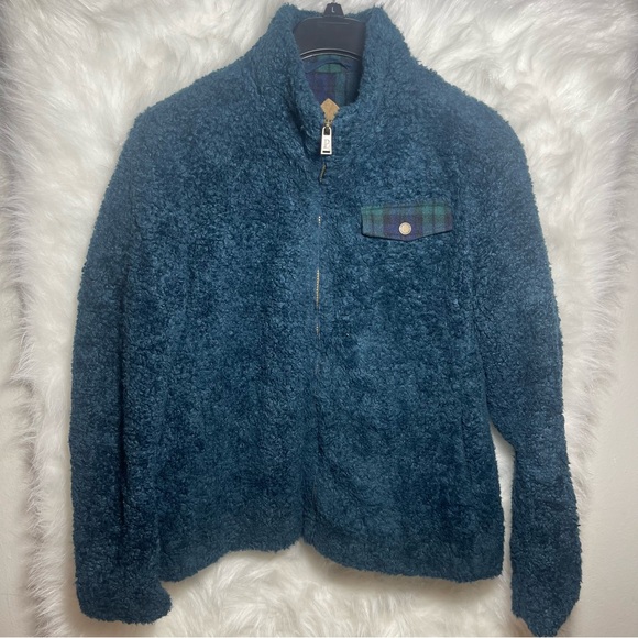 Pendleton Women Fuzzy Full Zip Sherpa Coat Jacket Sz Large - Picture 2 of 12